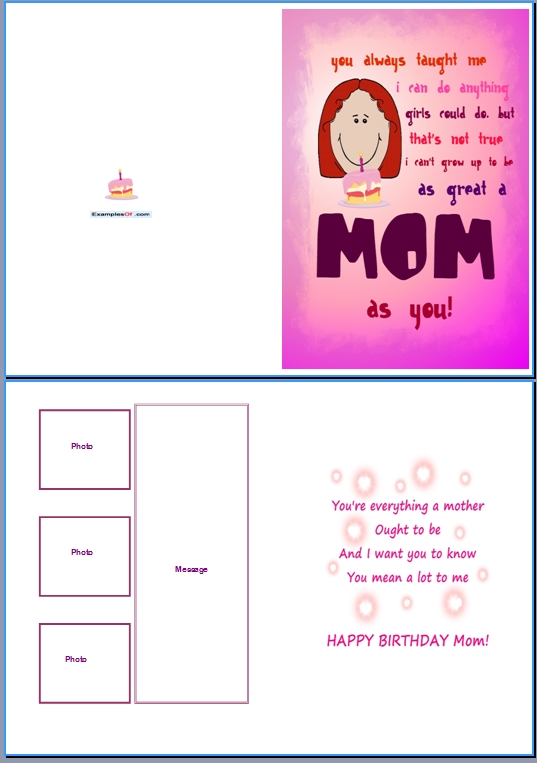Example Birthday Card for Her:Great Mom